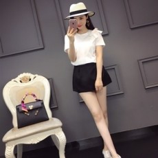 미우미우 리본장식 카라 블라우스 반바지 세트