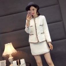 샤넬 스트라이프 투톤 긴팔 투피스