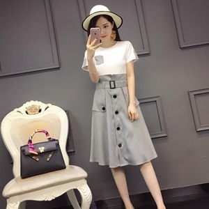 디올 투톤 포켓 단추장식 벨트 원피스