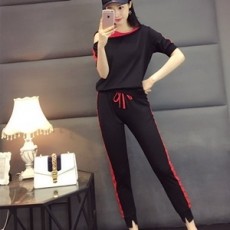 슈프림 줄무늬 반팔티 바지 세트