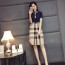 버버리 투톤 체크 카라 주름 원피스