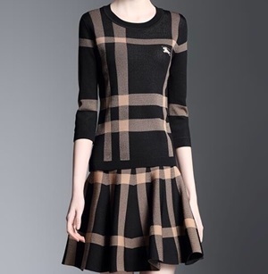 버버리 캐릭터 로고 체크무늬 투피스