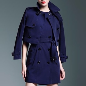 버버리 네이비 민소매 벨트 원피스 자켓 세트