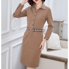 버버리 포켓 카라 긴팔 벨트장식 원피스