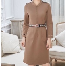 버버리 패치 긴팔 줄무늬 체크벨트 원피스