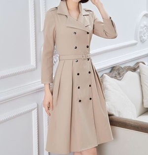 버버리 패치 단추장식 벨트 러플 원피스