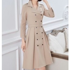 버버리 패치 단추장식 벨트 러플 원피스