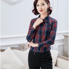 버버리 카라 긴팔 체크무늬 여성 셔츠