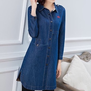 버버리 로고 자수 카라 긴팔 청원피스