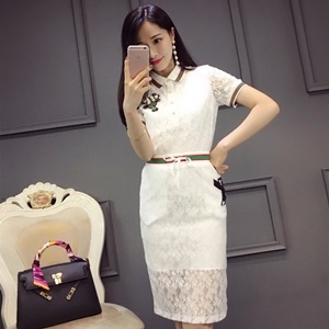 구찌 레이스 삼선 캐릭터 투피스