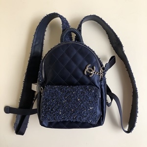 샤넬 투톤 퀄팅 지퍼 악세사리 백팩