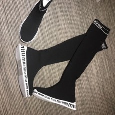 미우미우 캐릭터 로고 블랙 여성부츠