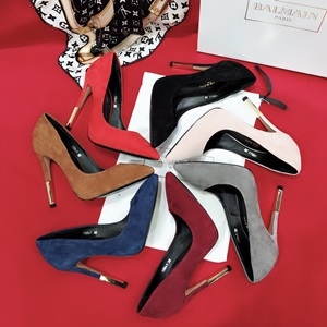 발망 스웨이드 투톤 여성 하이힐 구두