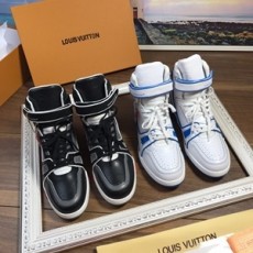 루이비통 투톤 가죽패치 벨트 하이탑 남성 슈즈