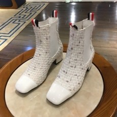샤넬 삼선패치 트위드 투톤 여성 쇼트부츠