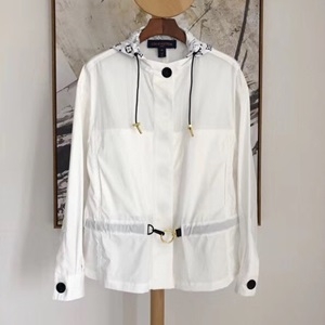 루이비통 모노그램 후드 화이트 여성 바람막이 코트