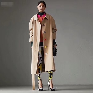 버버리 럭셔리 단추장식 벨트 여성 트렌치코트 커스텀