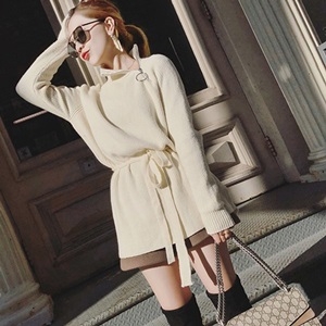 디올 리본벨트 지퍼 여성 긴팔 니트 반바지 세트