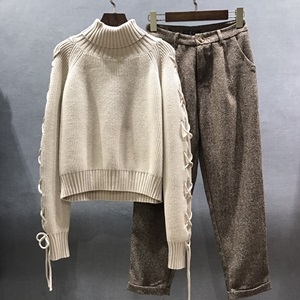 디올 끈장식 여성 니트 상의 바지 세트