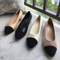샤넬 투톤 진주 여성 플랫슈즈
