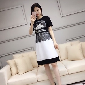 발렌티노 2019 SS 레이스 투톤 여성 원피스