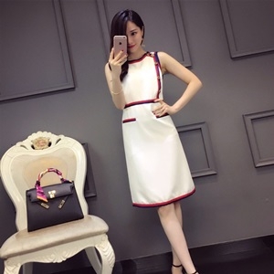 구찌 2019 SS 삼선 투톤 여성 원피스