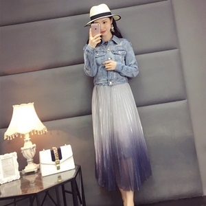 지방시 2019 SS 빈티지 청자켓 주름치마 여성 세트