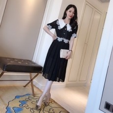구찌 2019 SS 레이스 카라 여성 원피스