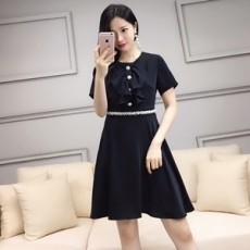 디올 2019 SS 프릴 리본 진주장식 여성 원피스