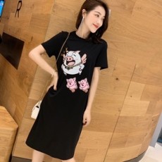 모스키노 2019 SS 캐릭터 여성 반팔 롱티 one