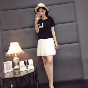 디올 2019 SS 투톤 프릴 주름 여성 원피스