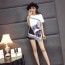 디앤지 2019 SS 투톤 태슬장식 여성 반팔티 반바지 세트