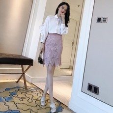 디올 2019 SS 러플 블라우스 레이스 치마 여성 세트