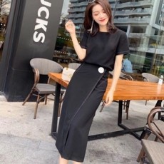디올 2019 SS 단추장식 반팔티 트임 치마 여성 세트