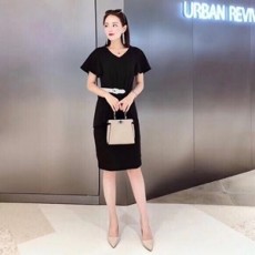 디올 2019 SS 러플 큐빅벨트 여성 원피스