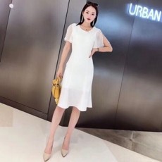 디올 2019 SS 플라워장식 러플 여성 원피스