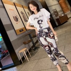 디올 2019 SS 반팔 블라우스 캐릭터 바지 여성 세트