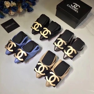 샤넬 2019 SS 로고 패치 여성 플랫슈즈