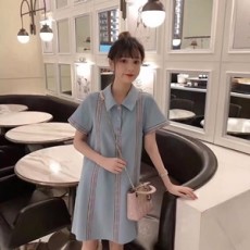 샤넬 2019 SS 스트라이프 카라 여성 원피스