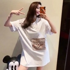 샤넬 2019 SS 트위드 체인장식 여성 반팔 롱티