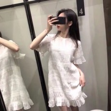 발렌티노 2019 SS 레이스 프릴 시스루 여성 원피스