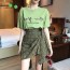 막스마라 2019 SS 반팔티 체크 리본 스커트 여성 세트