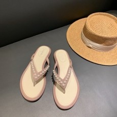 샤넬 2019 SS 진주장식 스웨이드 여성 쪼리