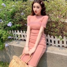 샤넬 2019 SS 니트 반팔티 여성 원피스