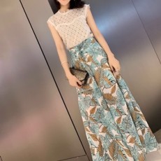 발렌티노 2019 SS 레이스 블라우스 치마바지 여성 세트