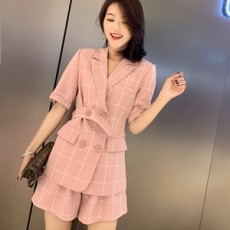 디올 2019 SS 체크 자켓 체크 반바지 여성 세트