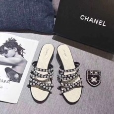 샤넬 2019 SS 진주장식 퀄팅 로고 여성 샌들