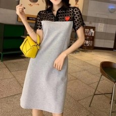 꼼데가르송 2019 SS 레이스 투톤 여성 원피스