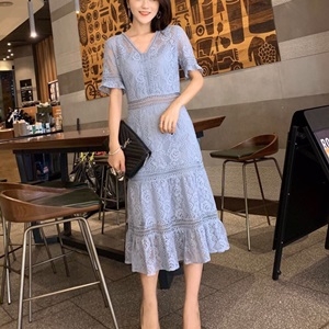 발렌티노 2019 SS 레이스 러플 여성 원피스