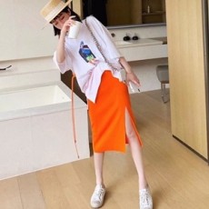 알렉산더 맥퀸 2019 SS 캐릭터 롱티 트임 치마 여성 세트